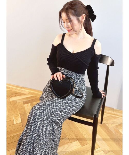 RESEXXY（リゼクシー）の「ツイードコンビマーメイドニットワンピース（ワンピース・レディース・ラベンダー/ブラック/アイボリー・FREE）」の19枚目の写真