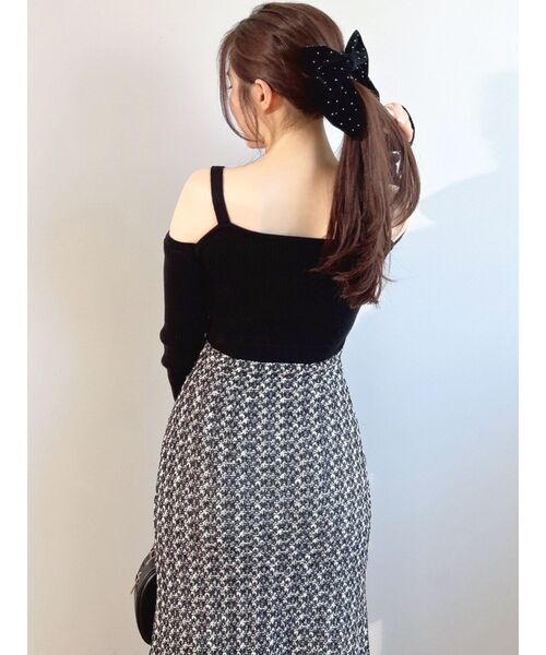 RESEXXY（リゼクシー）の「ツイードコンビマーメイドニットワンピース（ワンピース・レディース・ラベンダー/ブラック/アイボリー・FREE）」の22枚目の写真