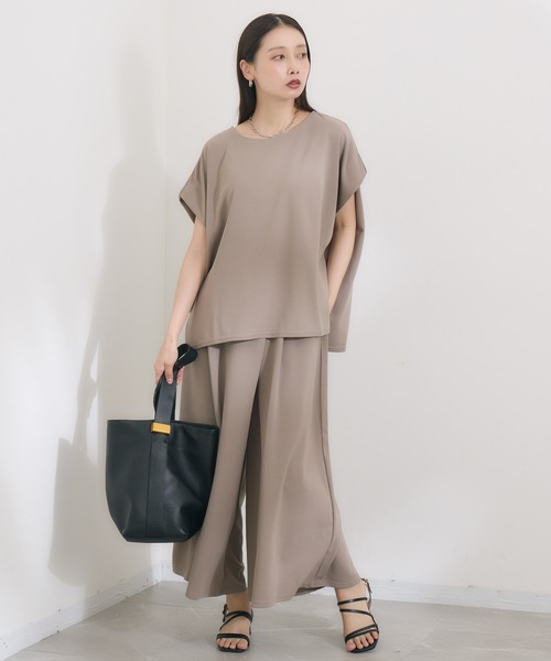 KATHARINE ROSS（キャサリンロス）の「【KATHARINE ROSS】仮撚りタックワイドパンツ（スラックス・レディース・ブラック/モカ・MEDIUM）」の3枚目の写真