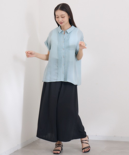 KATHARINE ROSS（キャサリンロス）の「【KATHARINE ROSS】仮撚りタックワイドパンツ（スラックス・レディース・ブラック/モカ・MEDIUM）」の19枚目の写真