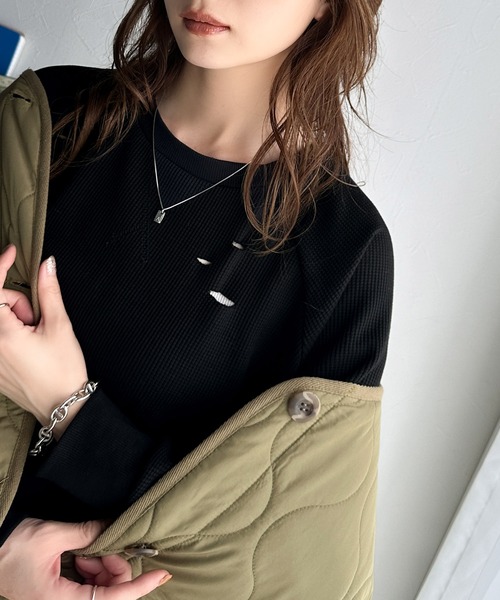 Java(ジャバ)の「《Javaジャバコラボ》今シーズン大注目!バックJavaネーム付きダメージワッフルロンT(Tシャツ/カットソー・レディース・パープル/アイボリー/ブラック/杢グレー・X-LARGE/MEDIUM/SMALL/LARGE)」の11枚目の写真