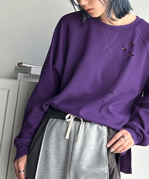 Java(ジャバ)の「《Javaジャバコラボ》今シーズン大注目!バックJavaネーム付きダメージワッフルロンT(Tシャツ/カットソー・レディース・パープル/アイボリー/ブラック/杢グレー・X-LARGE/MEDIUM/SMALL/LARGE)」の19枚目の写真