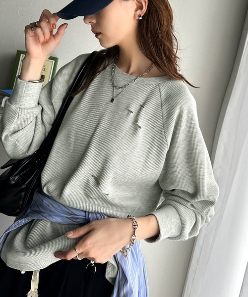 Java(ジャバ)の「《Javaジャバコラボ》今シーズン大注目!バックJavaネーム付きダメージワッフルロンT(Tシャツ/カットソー・レディース・パープル/アイボリー/ブラック/杢グレー・X-LARGE/MEDIUM/SMALL/LARGE)」の15枚目の写真
