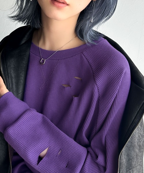 Java(ジャバ)の「《Javaジャバコラボ》今シーズン大注目!バックJavaネーム付きダメージワッフルロンT(Tシャツ/カットソー・レディース・パープル/アイボリー/ブラック/杢グレー・X-LARGE/MEDIUM/SMALL/LARGE)」の20枚目の写真