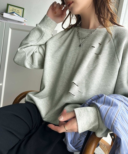 Java(ジャバ)の「《Javaジャバコラボ》今シーズン大注目!バックJavaネーム付きダメージワッフルロンT(Tシャツ/カットソー・レディース・パープル/アイボリー/ブラック/杢グレー・X-LARGE/MEDIUM/SMALL/LARGE)」の21枚目の写真
