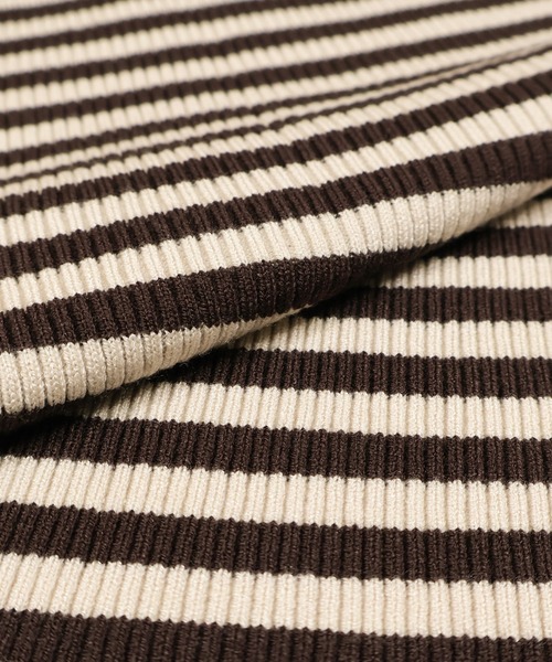 Social GIRL（ソーシャルガール）の「フレア袖ハイネックボーダーニット リブニット（ニット/セーター・レディース・ブラウン/ブラック・M）」の6枚目の写真