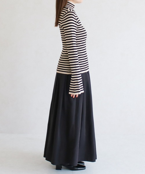 Social GIRL（ソーシャルガール）の「フレア袖ハイネックボーダーニット リブニット（ニット/セーター・レディース・ブラウン/ブラック・M）」の7枚目の写真