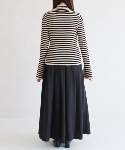 Social GIRL（ソーシャルガール）の「フレア袖ハイネックボーダーニット リブニット（ニット/セーター・レディース・ブラウン/ブラック・M）」の9枚目の写真