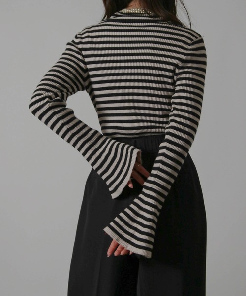 Social GIRL（ソーシャルガール）の「フレア袖ハイネックボーダーニット リブニット（ニット/セーター・レディース・ブラウン/ブラック・M）」の17枚目の写真