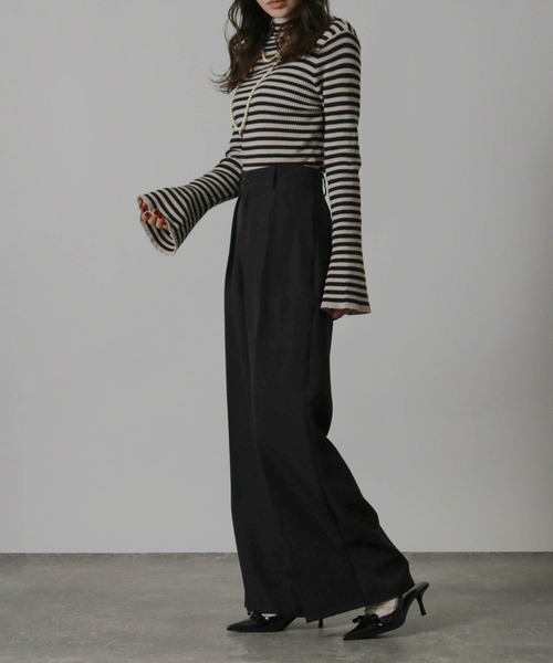 Social GIRL（ソーシャルガール）の「フレア袖ハイネックボーダーニット リブニット（ニット/セーター・レディース・ブラウン/ブラック・M）」の20枚目の写真