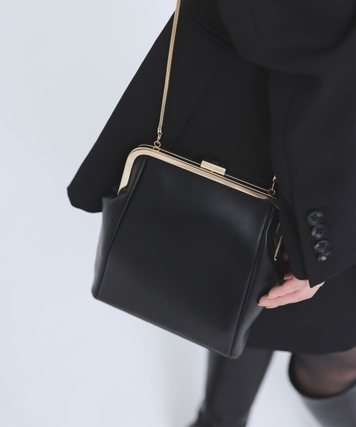 anuans（アニュアンス）の「メタルクラスプバッグ（ショルダーバッグ・レディース・ブラック/ブラウン・FREE）」の2枚目の写真