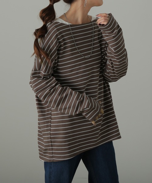 HUG.U(ハグユー)の「ボーダーカットソー(Tシャツ/カットソー・レディース・ホワイト/ブラウン/レッド/グリーン/ブラック・FREE)」の16枚目の写真