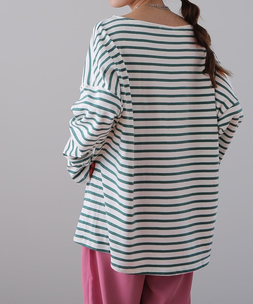HUG.U(ハグユー)の「ボーダーカットソー(Tシャツ/カットソー・レディース・ホワイト/ブラウン/レッド/グリーン/ブラック・FREE)」の19枚目の写真