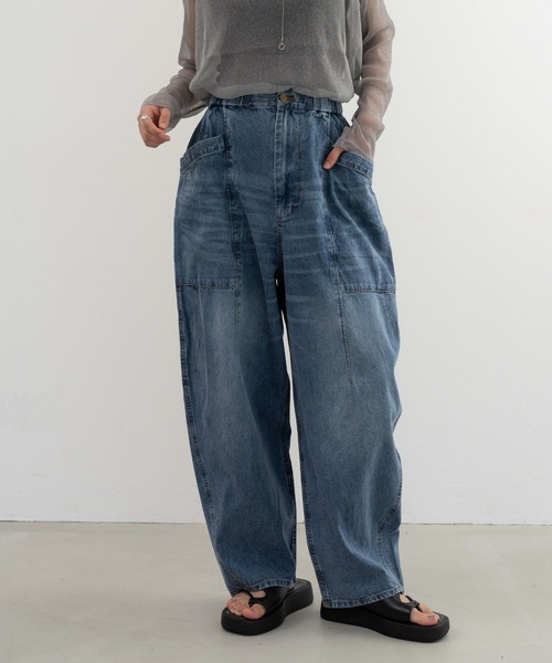 refinedworks(リファインドワークス)の「【refinedworks】ブラスト加工をしっかりめにかけているデニムパンツ(デニムパンツ・レディース・ブラック/ネイビー・FREE)」の11枚目の写真