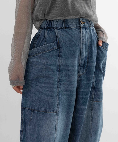 refinedworks(リファインドワークス)の「【refinedworks】ブラスト加工をしっかりめにかけているデニムパンツ(デニムパンツ・レディース・ブラック/ネイビー・FREE)」の5枚目の写真