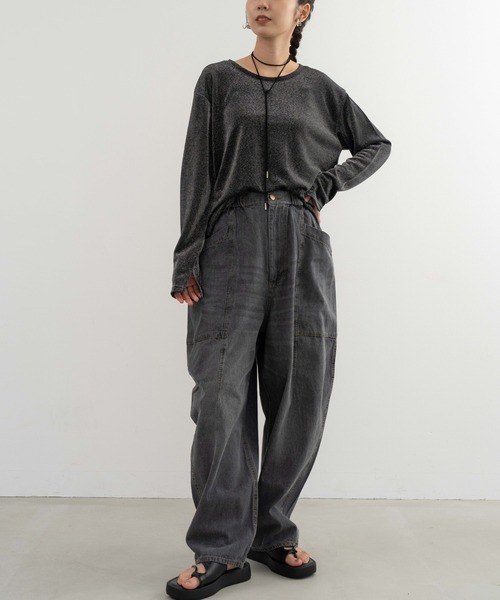 refinedworks(リファインドワークス)の「【refinedworks】ブラスト加工をしっかりめにかけているデニムパンツ(デニムパンツ・レディース・ブラック/ネイビー・FREE)」の20枚目の写真