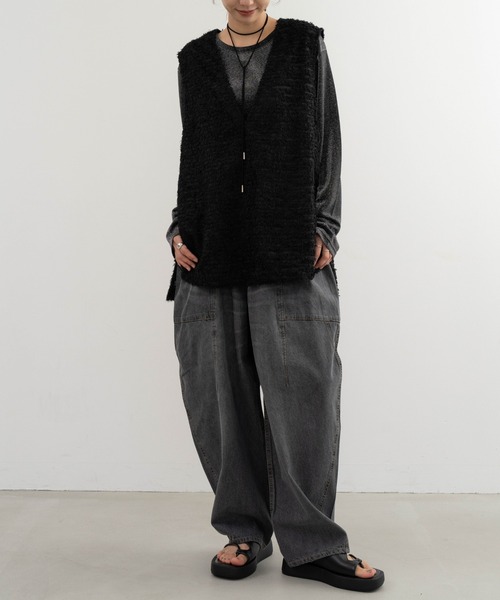 refinedworks(リファインドワークス)の「【refinedworks】ブラスト加工をしっかりめにかけているデニムパンツ(デニムパンツ・レディース・ブラック/ネイビー・FREE)」の19枚目の写真