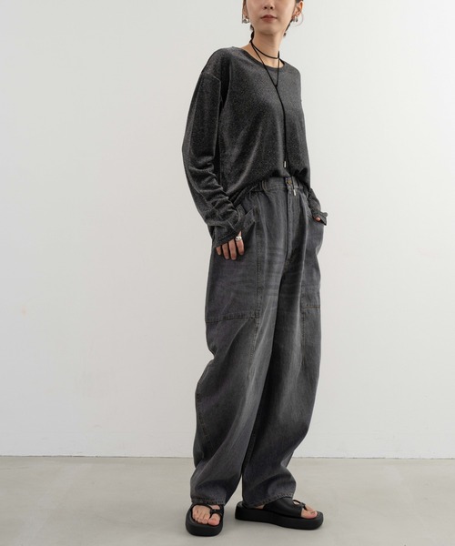 refinedworks(リファインドワークス)の「【refinedworks】ブラスト加工をしっかりめにかけているデニムパンツ(デニムパンツ・レディース・ブラック/ネイビー・FREE)」の17枚目の写真