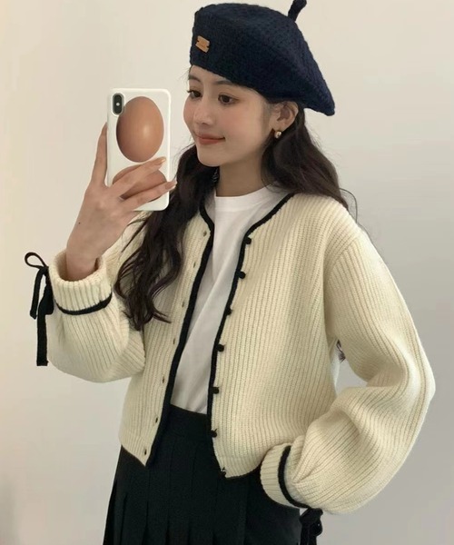 Girly Doll(ガーリードール)の「リボン袖ニットカーディガン(カーディガン/ボレロ・レディース・ブラック/グレー/ブラウン・F)」の17枚目の写真