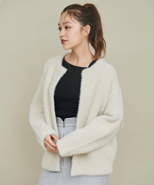 OHGA オーガ / シャギーコーディガン 新品タグ付きohgaシャギーコーディガン ブラック アウター