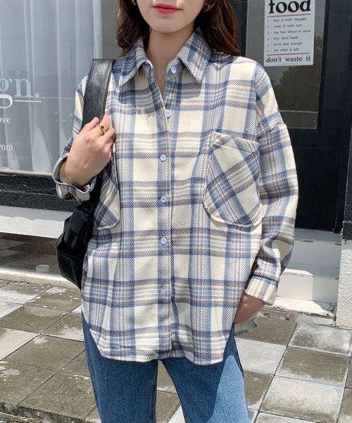 SHEPP(シープ)の「ビッグ チェックシャツ(シャツ/ブラウス・レディース・ネイビー/ホワイト・XL/L/M)」の3枚目の写真
