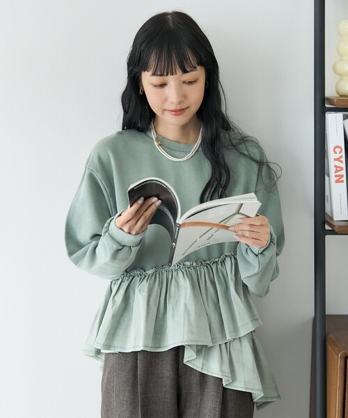 セール】【新色追加】裾フリルピグメントスウェット（スウェット