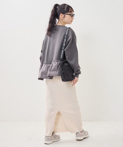 fitmore 裾フリルジャガードドッキングスウェット ブラック 裾フリルジャガードドッキングスウェット【宅配便】 | Fit more