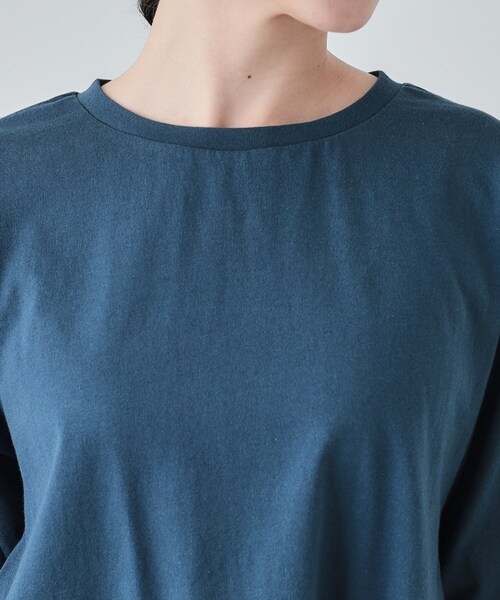 SHOO・LA・RUE（シューラルー）の「【洗える/5分袖】バックギャザー 異素材切替トップス（Tシャツ/カットソー・レディース・ブラック/ブルーグリーン/ベージュ・04/03/02/01）」の15枚目の写真