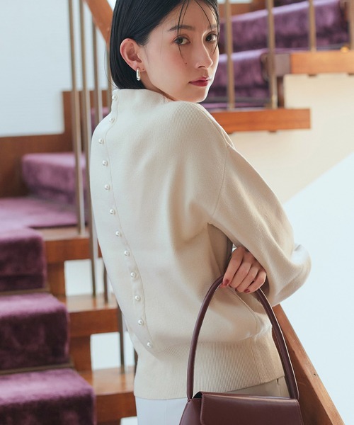 洗える ｜ 選べるデザイン パールボタン アンチピリング ニット