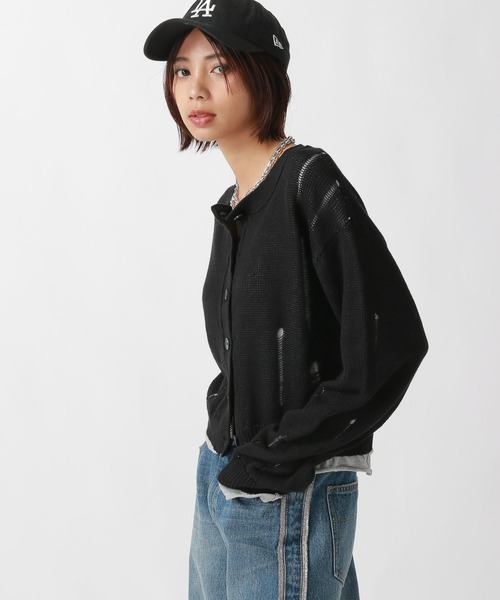 PAGEBOY(ページボーイ)の「ダメージカーディガン(カーディガン/ボレロ・レディース・ネイビー/オフホワイト/ブラック・FREE)」の16枚目の写真