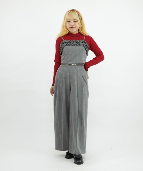 F i.n.t（フィント）の「【セットアップ対応/2サイズ展開】ビットベルト付きレジメストライプパンツ/F&A/fint（その他パンツ・レディース・グレー×ホワイト/ブラウン・2/1）」の16枚目の写真