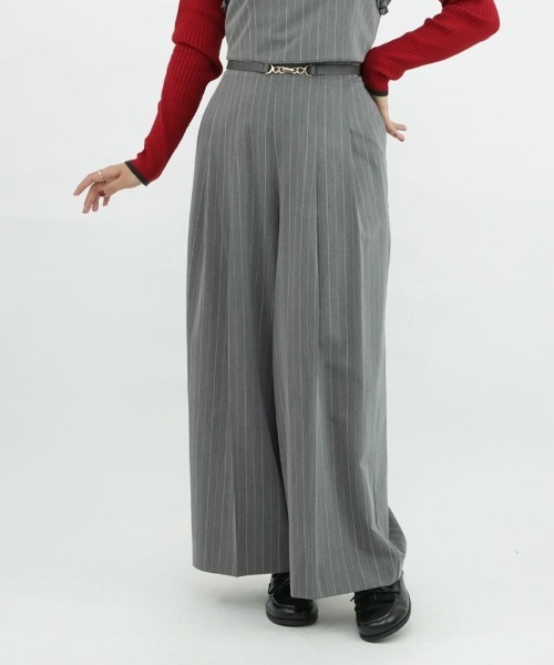 F i.n.t（フィント）の「【セットアップ対応/2サイズ展開】ビットベルト付きレジメストライプパンツ/F&A/fint（その他パンツ・レディース・グレー×ホワイト/ブラウン・2/1）」の17枚目の写真