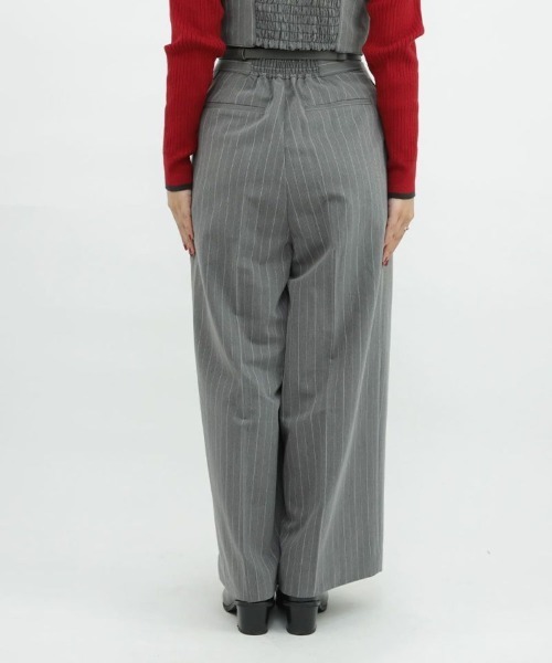 F i.n.t（フィント）の「【セットアップ対応/2サイズ展開】ビットベルト付きレジメストライプパンツ/F&A/fint（その他パンツ・レディース・グレー×ホワイト/ブラウン・2/1）」の18枚目の写真