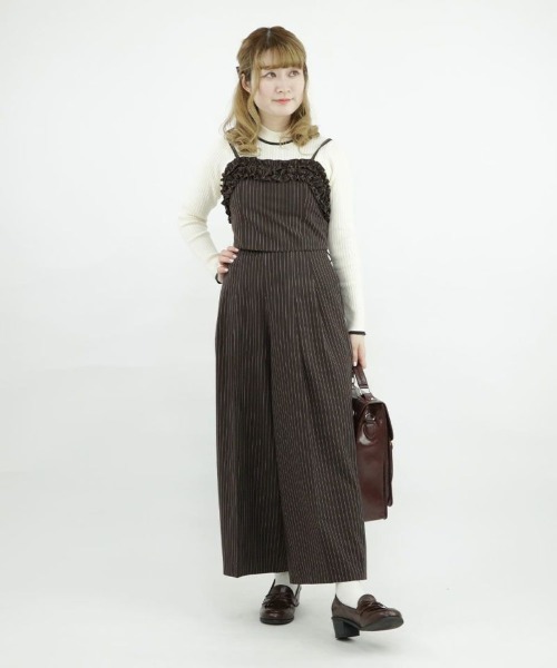 F i.n.t（フィント）の「【セットアップ対応/2サイズ展開】ビットベルト付きレジメストライプパンツ/F&A/fint（その他パンツ・レディース・グレー×ホワイト/ブラウン・2/1）」の14枚目の写真