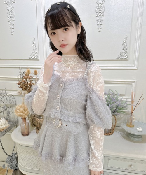 couture BY ROJITA（クチュールバイロジータ）の「ラメフェザービスチェ×レースTOPS SET（Tシャツ/カットソー・レディース・ホワイト/ブラック/グレー・FREE）」の13枚目の写真