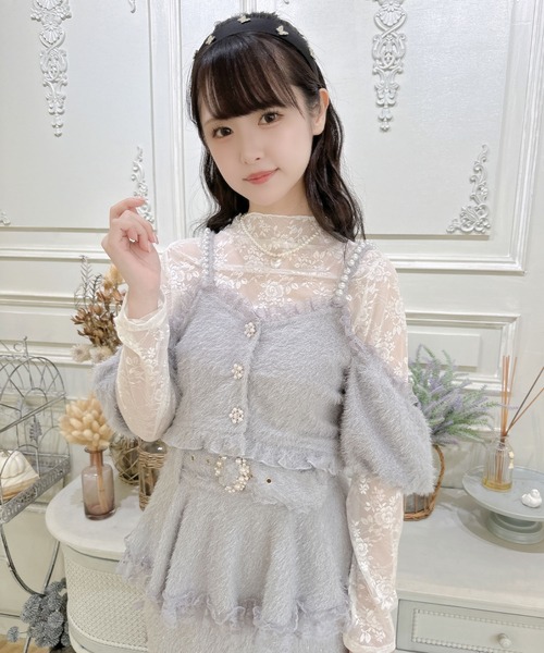 couture BY ROJITA（クチュールバイロジータ）の「ラメフェザービスチェ×レースTOPS SET（Tシャツ/カットソー・レディース・ホワイト/ブラック/グレー・FREE）」の14枚目の写真