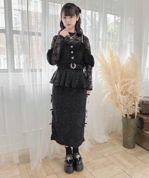 couture BY ROJITA（クチュールバイロジータ）の「ラメフェザービスチェ×レースTOPS SET（Tシャツ/カットソー・レディース・ホワイト/ブラック/グレー・FREE）」の19枚目の写真