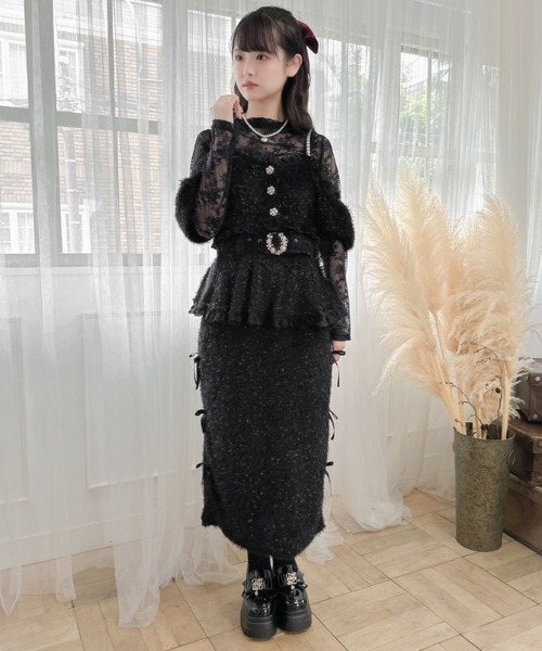 couture BY ROJITA（クチュールバイロジータ）の「ラメフェザービスチェ×レースTOPS SET（Tシャツ/カットソー・レディース・ホワイト/ブラック/グレー・FREE）」の20枚目の写真