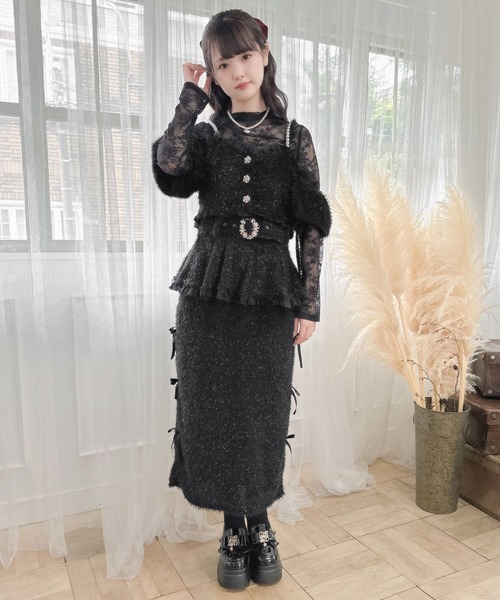 couture BY ROJITA（クチュールバイロジータ）の「ラメフェザービスチェ×レースTOPS SET（Tシャツ/カットソー・レディース・ホワイト/ブラック/グレー・FREE）」の21枚目の写真