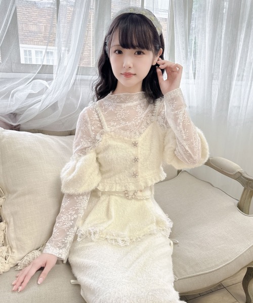 couture BY ROJITA（クチュールバイロジータ）の「ラメフェザービスチェ×レースTOPS SET（Tシャツ/カットソー・レディース・ホワイト/ブラック/グレー・FREE）」の15枚目の写真