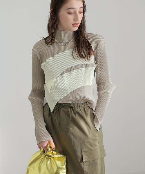 JOINT WORKS(ジョイントワークス)の「todo kotohayokozawa WAVE L/S TOP HIGH NECK TYPE TD24ATP04(Tシャツ/カットソー・レディース・グレー/カーキ/ブラック・FREE)」の4枚目の写真