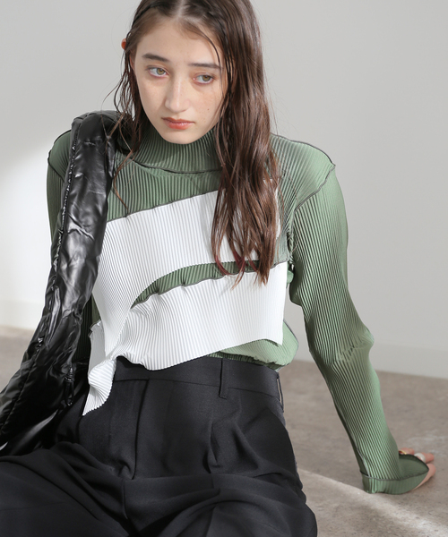 JOINT WORKS(ジョイントワークス)の「todo kotohayokozawa WAVE L/S TOP HIGH NECK TYPE TD24ATP04(Tシャツ/カットソー・レディース・グレー/カーキ/ブラック・FREE)」の11枚目の写真