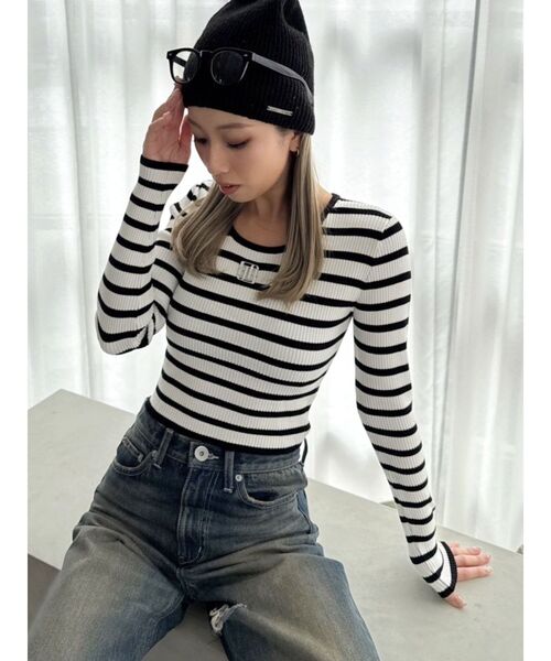 GYDA(ジェイダ)の「GYGYプレートニットトップス(ニット/セーター・レディース・シルバー/オフホワイト/その他1/ブラック・FREE)」の6枚目の写真