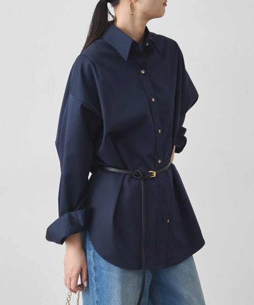 新品　Loungedress バックロゴシャツブルゾン　ホワイト　ラウンジドレス LOUNGEDRESS（ラウンジドレス）の「ビッグシャツ（シャツ/ブラウス