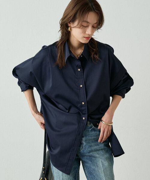 Loungedress ラウンジドレス サテンBIGシャツ 金ボタン サテンBIGシャツ（シャツ/ブラウス）｜LOUNGEDRESS（ラウンジ