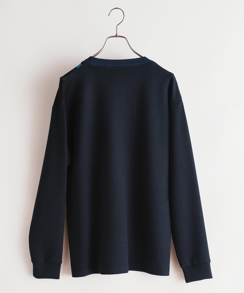 UNION STATION（ユニオンステーション）の「ニット×ポンチ パネル切り替え クルーネックロンT（Tシャツ/カットソー・メンズ・ネイビー/ホワイト系その他/ボルドー・M/L/LL）」の9枚目の写真