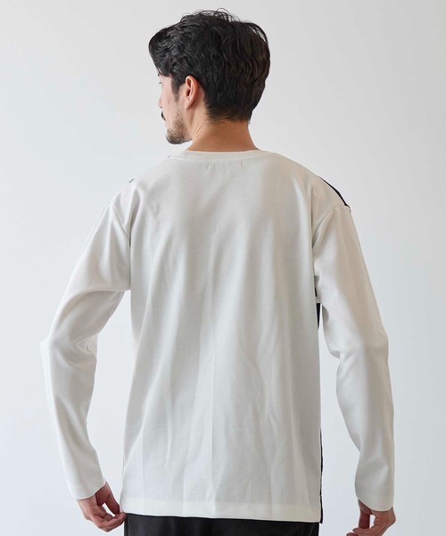 UNION STATION（ユニオンステーション）の「ニット×ポンチ パネル切り替え クルーネックロンT（Tシャツ/カットソー・メンズ・ネイビー/ホワイト系その他/ボルドー・M/L/LL）」の5枚目の写真