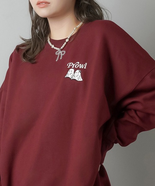 SPINNS（スピンズ）の「オバケカップルデザインビッグスウェット（スウェット・レディース・スミクロ/杢グレー/キナリ/オレンジ/バーガンディー・ONESIZE）」の4枚目の写真