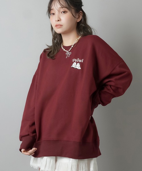 SPINNS（スピンズ）の「オバケカップルデザインビッグスウェット（スウェット・レディース・スミクロ/杢グレー/キナリ/オレンジ/バーガンディー・ONESIZE）」の13枚目の写真