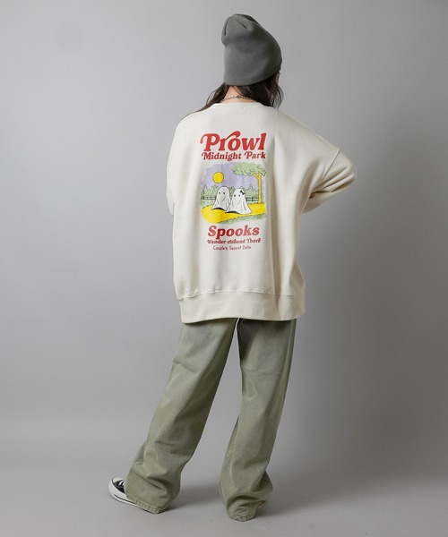 SPINNS（スピンズ）の「オバケカップルデザインビッグスウェット（スウェット・レディース・スミクロ/杢グレー/キナリ/オレンジ/バーガンディー・ONESIZE）」の6枚目の写真